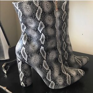 Snakeskin booties